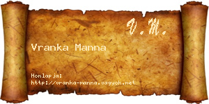 Vranka Manna névjegykártya